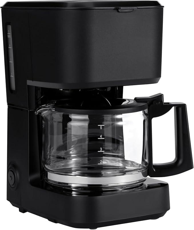 Drip Coffee Maker, Coffee Machine with Glass Coffee Pot (0.8 Qt), Auto Shut-off, Auto Pause, Removable Filter Basket, Matte Black