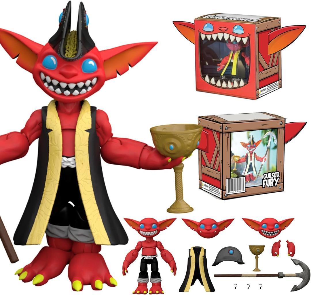 Cursed Fury 1:12 Scale Action Figure, Lone Coconut Pirate Fantasy, 25 POA, 3 Magnetic Swappable Heads Hat Vest Blade Chalice Red Cursed Class Ritual Collectible