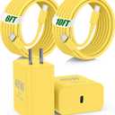 45W Super Fast Charger Type C for Samsung,2Pack USB C Fast Charging Block with 10/6FT Type C Charging Cord for Samsung Galaxy S24/S23/S22,Android,Galaxy Tablet,iPhone 17 16 Pro Max-Yellow