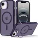 Nvollnoe for iPhone 17e Case,iPhone 16e Case Compatible with MagSafe Military Grade Shockproof Heavy Duty Protective Adjustable Kickstand Matte Semi Clear Phone Cover for iPhone 16e/17e(Deep Purple)