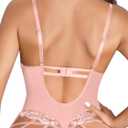 Lilosy Sexy Lace Push Up Corset Garter 3 Piece Lingerie Set (Pink, M)