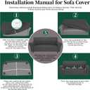 Stretch Couch Covers for 4 Separate Cushion Couch Sofa-Floral Printed Couch Sofa Cover,Washable Sofa Slipcover,Pet Friendly Furniture Protector with Elastic Bottom,Universal Fit for Home(Couch,Cover) (X-Large, Block Pattern+orange)