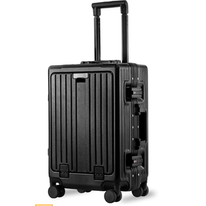 Carry On Luggage 22x14x9 Airline Approved Aluminum Frame, 20 Inch Hard Shell Carry On Luggage, Suitcase Carry-on Zipperless Luggage, TSA Approved (Black