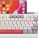 DK8701 75% Hot Swappable Mechanical Keyboard with Phone Holder, 3 BT5.1 Wired & Wireless Gaming Keyboard with RGB Backlit, PBT Keycaps, White Clicky Switch for PC Mobile Gamer and Typing
