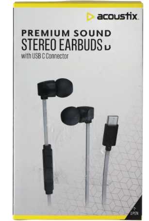 Acoustix Premium Sound Stereo Earbuds With Lightning USB C Connector