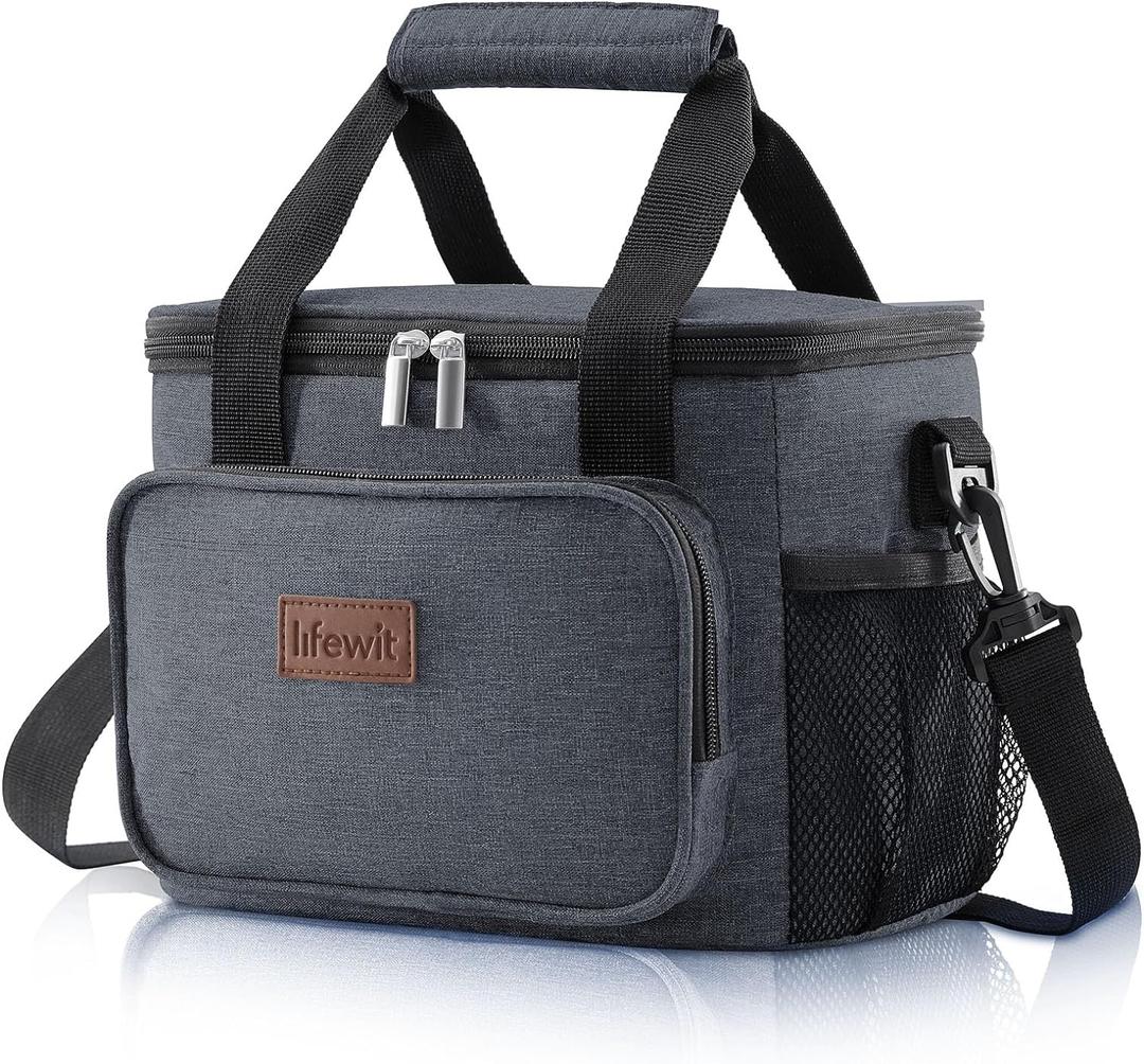 Lifewit Medium Lunch Bag Insulated Lunch Box Soft Cooler Cooling Tote for Adult Men Women, Dark Gray 12-Can (9L)