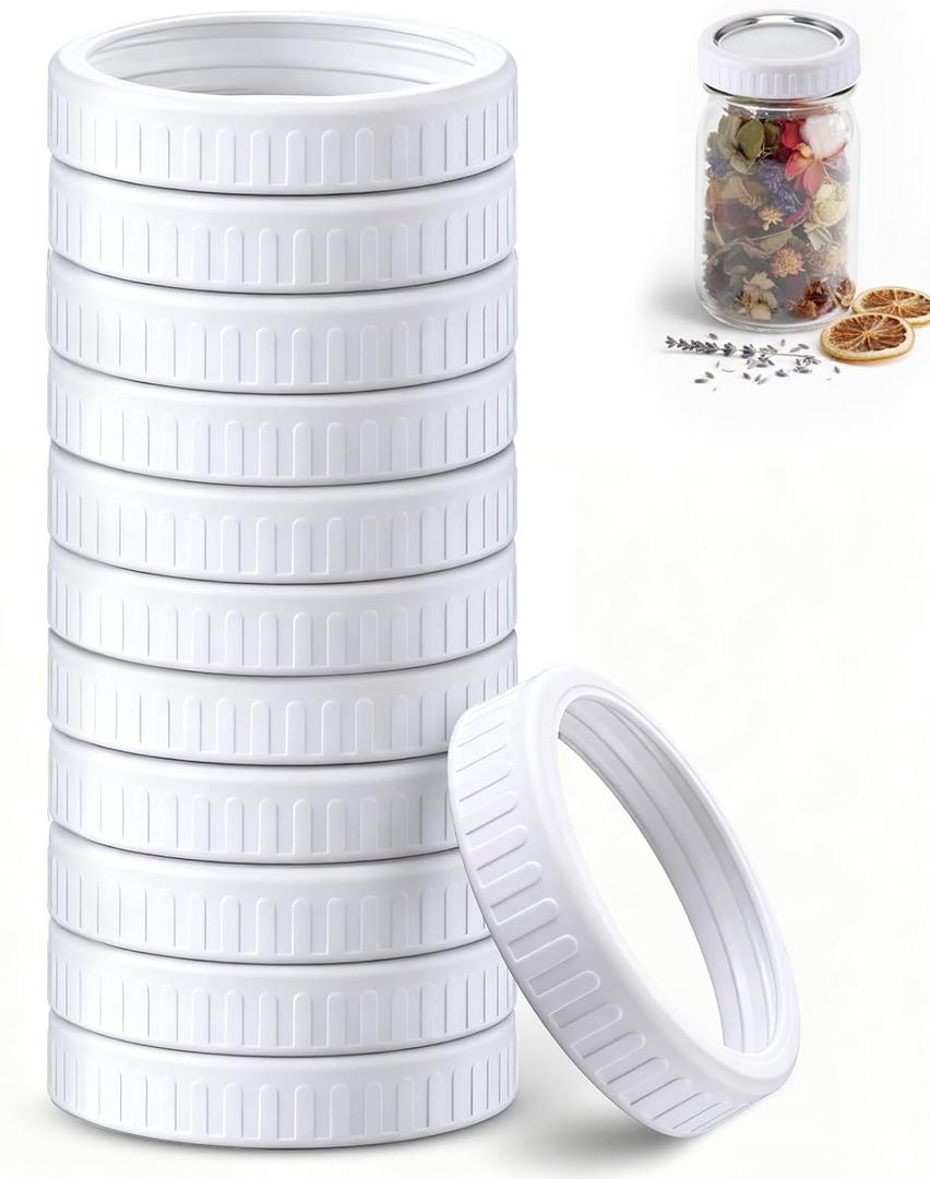 Plastic Mason Jar Rings Wide Mouth Reusable Canning Bands Replacement for Metal Rings, Easy Grip Non Slip Edge, Rust Free Screw Bands for Mason Jars(12 Pcs)