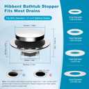 Hibbent 3 in 1 Metal Bathtub Drain Stopper, Universal Pop Up Tub Stopper, Bathtub Drain Hair Catcher, Removable Filter Basket, Anti-Clogging Drain Plug for 1.5''~2.4'' Drain, Brass Bullet Core, Chrome