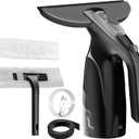 Window Vacuum Squeegee Cordless, Window Vac with Detachable Water Tank and Strong Suction, Electric Window Cleaning Tool for Shower Wall, Glass, Mirror, Countertop, Tiles, Car Windshield (Black Grey)