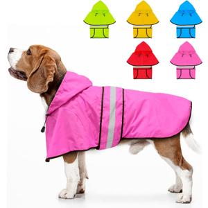 Weesiber Dog Raincoat, Waterproof Dog Rain Jacket Hooded Poncho Slicker, Lightweight Pet Rain Coat for Walking (M, Pink)