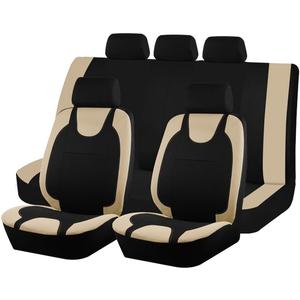 Car Seat Covers Full Set, Split Waterproof Polyester Mesh Vehicle Front and Rear Seat Protectors, All-Weather Automotive Interior Chair Cushion, Universal for Automobile RV Truck (Beige)
