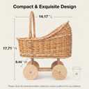 Wicker Carriage,Woven Rattan Stroller Shaped Flower Basket,Natural Willow BranchesUsed for Welcoming Infants, Wedding Parties, Home Decor, Floral Decoration(small)