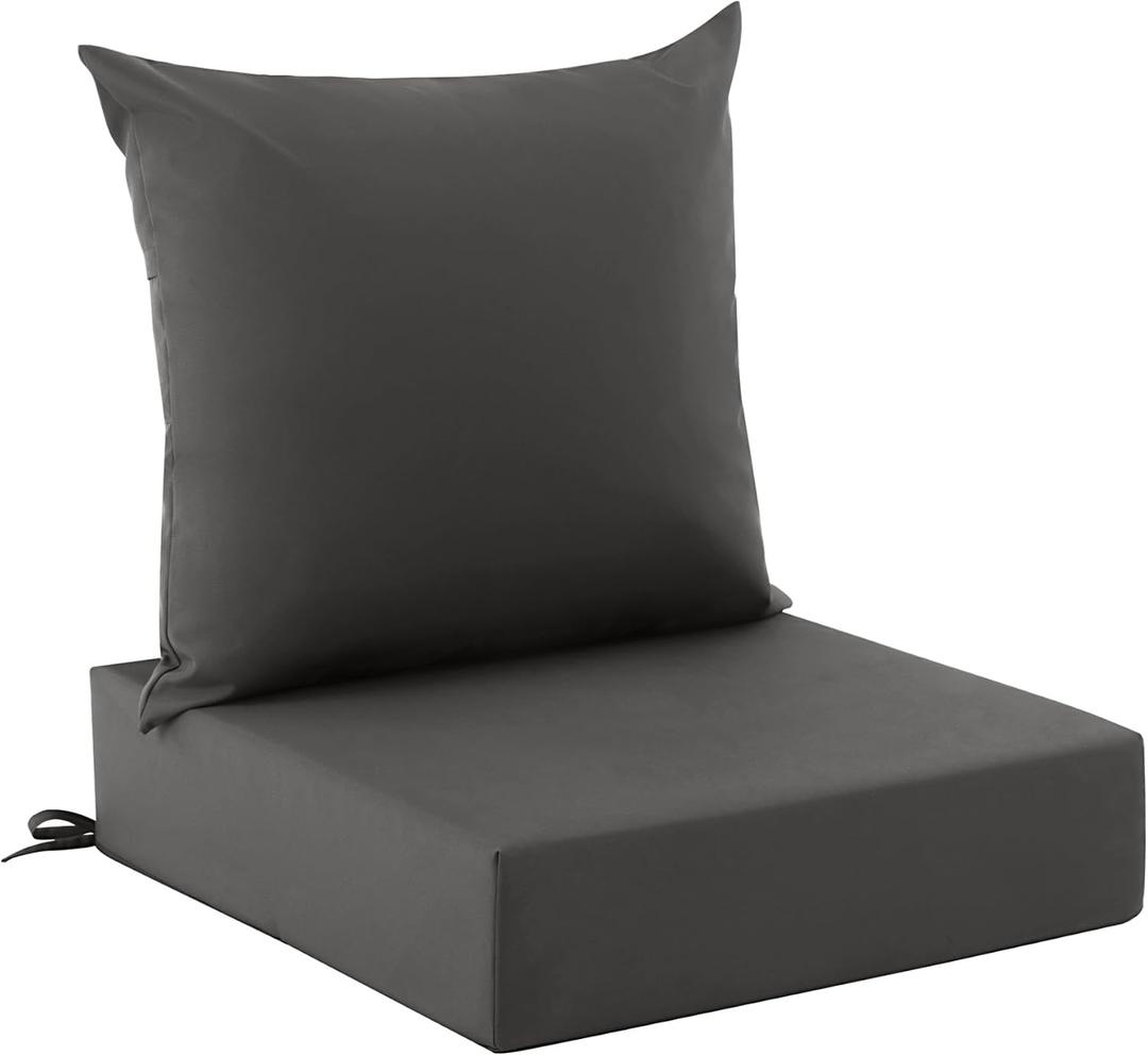 Zonamat Outdoor Cushions for Patio Furniture, Outdoor Seat Cushion Set 24 x 24 x 5.75 Inch, Waterproof & Fade Resistant Outdoor Chair Cushions, Deep Patio Chair Cushion with Removable Cover, Dark Grey