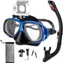 Nearsighted Snorkeling Gear for Adults Youth, Professional Full Dry Top Silicone Snorkel Set, Anti-Fog Scuba Diving Mask with Adjustable Strap -1.5