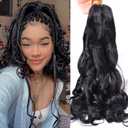 French Curly Braiding Hair 24Inch Loose Wavy 8 Packs #1B Black Bouncy Braiding Hair Extensions 75g/Pack Synthetic French Curl Crochet Hair Extensions8packs,24Inch)