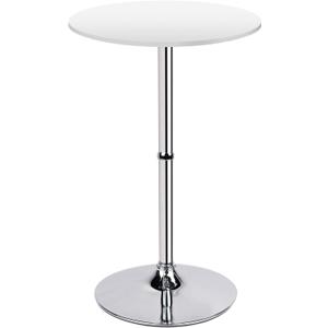 Leopard MDF Round Top Not Adjustable (41 INCHES Height) Bar Table, Pub Table with Silver Leg and Base (White)