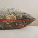 JUSPURBET Boho Floral Pillow Covers 16x24 Inch Set of 2 Chenille Lumbar Throw Pillow Covers with Piping for Couch Bed Soft Textured Cushion Cases for Farmhouse Rustic Decor,Gray