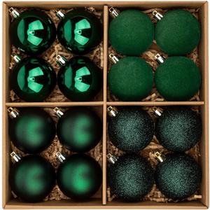 Christmas Ornaments Balls Christmas Decorations Xmas Tree Shatterproof Green Velvet Ball Ornaments for Holiday Thanksgiving Party Indoor Outdoor Decor 16 Pcs