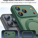 CANSHN 360 Spin Magnetic Stand for iPhone 17 Pro Case with Camera Control [Full Camera Protection] [Compatible with Magsafe] Translucent Matte Shockproof Protective Phone Cover 6.3" - Deep Green