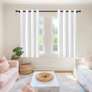 ChrisDowa 100% Blackout Pure White Solid Curtains 63 Inches Long 2 Panels for Bedroom Living Room,Farmhouse Room Darkening Thermal Insulated Soundproof Grommet Top Window Treatment Drapes,52x63