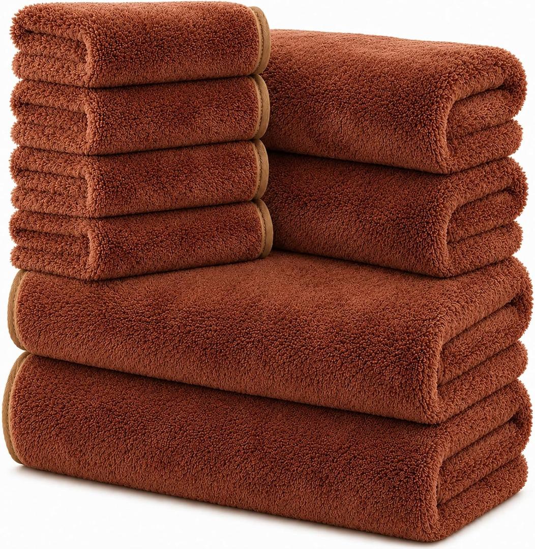 Bath Towel Set 8 Piece Coral Fleece Microfiber Bath Towel Set,31.5x63in Ultrasoft Extra Large Size Quick Dry Highly Absorbent Bath Bundle,for Hotel Bathroom Beach Pool Spa Gym SPA Yoga（Terracotta）