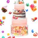 GBACHOOSE 2PCS Clear Acrylic Cake Stand Round 2 Tier Case Cylinder Box Clear Cake Stand, Fillable Cake Riser Round for Wedding Birthday Party Wedding Holiday Party (6 Inch, 8 Inch)