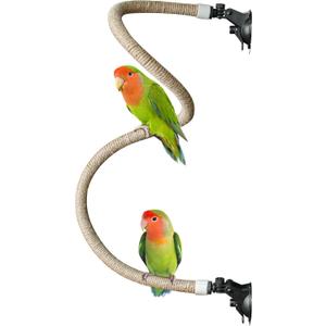Suction Cup Rope Bird Perch - Bendable Parrot Standing Toy for Climbing & Grinding, Engagement Toys for Window, Bath, Car, Travel, Birdcage Accessories for Small & Medium Bird