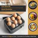 Annie & Mia Design Stainless Steel Electric Rapid Egg Cooker, 8 Egg Capacity 500W, Soft/Medium/Hard Boiled Egg Boiler Poacher Steamer Omelet Maker, Knob Auto Shut-Off, with Recipe Guide Book (Black)