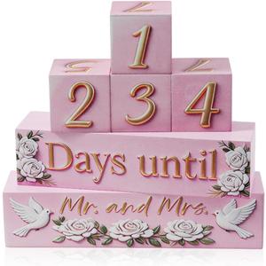 Wedding Countdown Blocks for Bride, Mr and Mrs Wooden Countdown Calendar, Anniversary Countdown Engagement Gift, Rustic Wood Wedding Decor, Days Until Sign, Bridal Shower Gift Keepsake