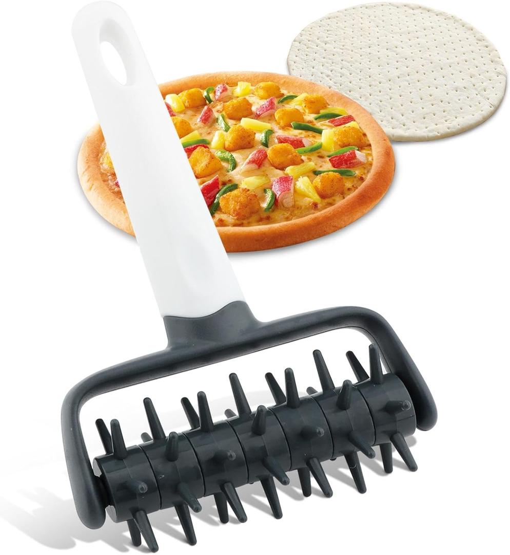 Pizza Dough Docker,Pastry Roller with Spikes Docker Dough Bubble killer Pie Docker Roller for Home Kitchen Pizza Making Accessories(Dark grey)