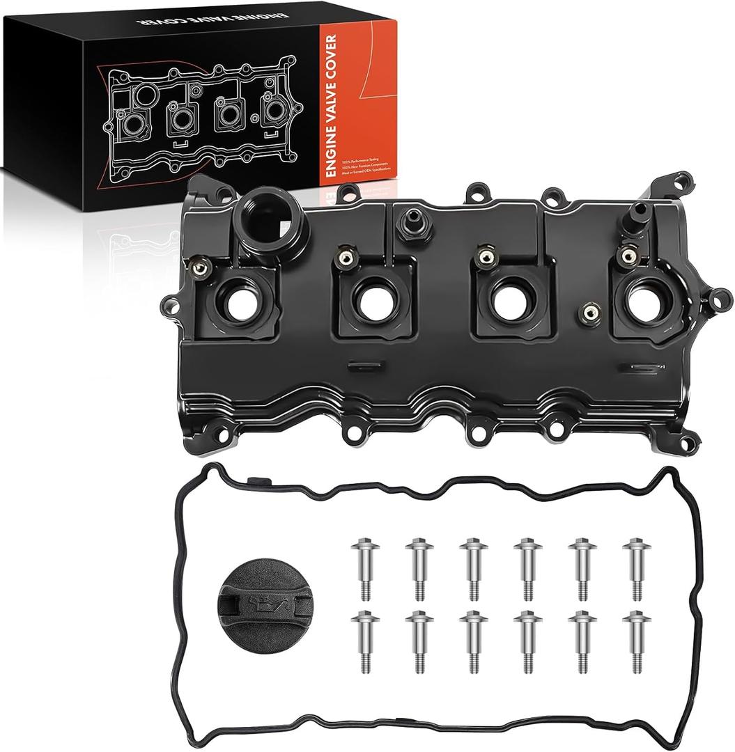 A-Premium QR25DE Engine Valve Cover with Gasket, Oil Cap & Bolt Compatible with Nissan Altima (Hybrid) 2007-2013, Sentra SE-R 2007-2012, Rogue 2008-2013, L4 2.5L Gas, Replace # 13264-JA00A 13270-JA00A