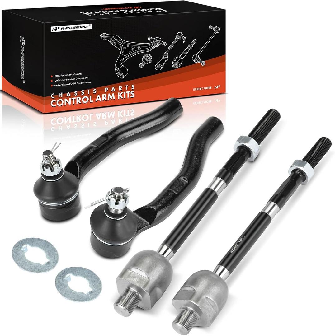 A-Premium Set of 4, Front Inner & Outer Tie Rod End Kit, Compatible with Honda Fit 2009 2010 2011 2012 2013