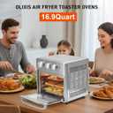 OLIXIS Air Fryer Toaster Oven Combo, 16.9QT Oven Countertop 5 Functions in 1, 4 Accessories Included, Stainless, Up to 450F