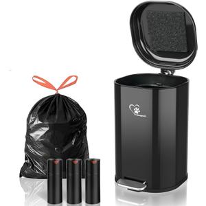 Dog Poop Trash Can Outsides, 18L/4.76 Gal Portable Waste Bin with Lid and Removable Inner Odor Control for Indoor Outdoor Dog Waste Station for Bathroom &Kitchen -45 Waste Bags