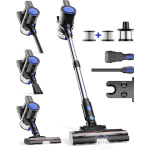 Cordless Vacuum Cleaner, 45KPA Stick Vacuum Cleaners for Home with Up to 45 Mins Runtime, 6-in-1 Rechargeable Lightweight Vacuum with Powerful Suction for Carpets, Pet Hair, Hardwood Floors