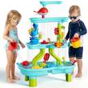 4 -Tier Kids Sand and Water Table for Toddlers - Outdoor Water Sand Play Table Toys for Boys Girls, Summer Splash Activity Sensory Table Party Birthday Gift for Kids 3-5 6-12