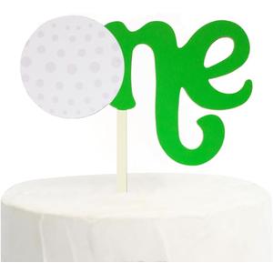 First Birthday Wood Cake Topper,Golf-Themed One-Year-Old Party Decoration Supplies Sports-Themed One-Year-Old Birthday Cake Decoration,Hole In One One-Year Cake Decoration