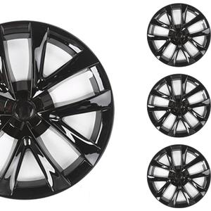 18 for Tesla Model 3 2020-2024 Hubcap ABS 18 Inch Gloss Bright Black Wheel Cover Uberturbine No Noise Wheel hub Cap Replacement Set of 4pcs Model 3 Accessories (18Inch, Model 3 18" Arachnid)