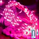 Fairy Lights Plug in, 33Feet 100 LEDs USB Twinkle String Lights with Remote and Timer, Waterproof 8 Modes for Bedroom Indoor Wreath DIY Wedding Holiday Christmas Valentine's Day Decoration, Pink