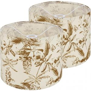 Floral Drum lampshade Set of 2, Cotton Lamp Shade Lamp Shades Replacement for Table and Floor Lamps, 8.7" Top x 8.7" Bottom x 7.9" High Lamp Shade (Sketch Leaves)