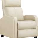Yaheetech Recliner Chair PU Leather Recliner Sofa Home Theater Seating Adjustable Modern Single Reclining Chair Sofa with Pocket Spring Living Room Bedroom Beige