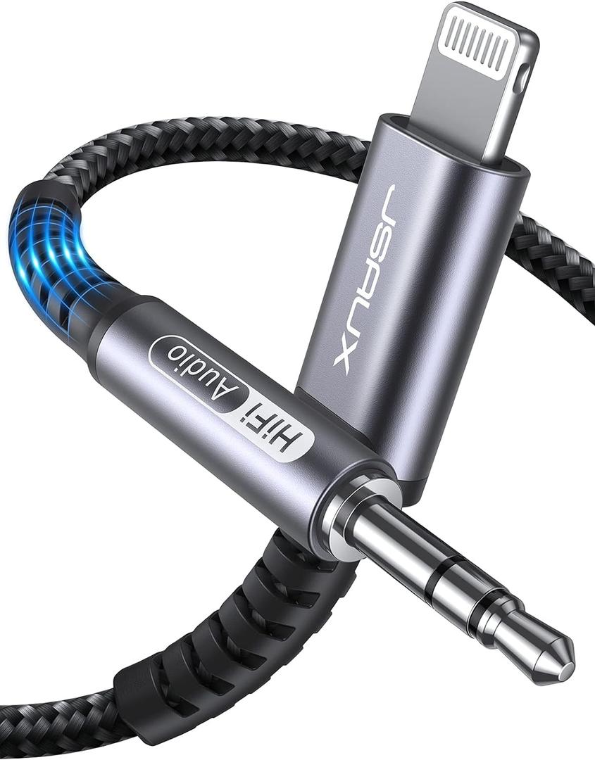 JSAUX Lightning to 3.5mm Audio Cord 6FT, [Apple Mfi Certified] Aux Cable Compatible with iPhone 14/14 Pro/13/13 Pro Max/12/12 Mini/12 Pro/12 Pro Max/11 Pro/11 Pro Max/X/XR/XS Max/Car Stereo-Grey