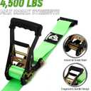 UTV Wheel Chock Tie-Down Kit - 4,500lb Break Strength Heavy Duty Trailer Tire Straps System - 2Pack 2" x 8' E Track Ratchet Straps for SXS, UTV, ATV, Lawn Mower (Bright Green)