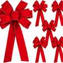 Iceyyyy 6 PCS Large Christmas Bow - 30.7" x 10.6" Christmas Valentine's Day Golden Edged Red Velvet Wreath Bow Christmas Tree Topper Ornament Bow for Christmas Home Wreath Tree Decoration