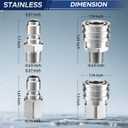 Pressure Washer Quick Connect 3/8 Inch, Pressure Washer Fittings, Stainless Steel Adapter Set, Quick Connect Hose Fittings, Female and Male 3/8" NPT Thread, 8 Pack