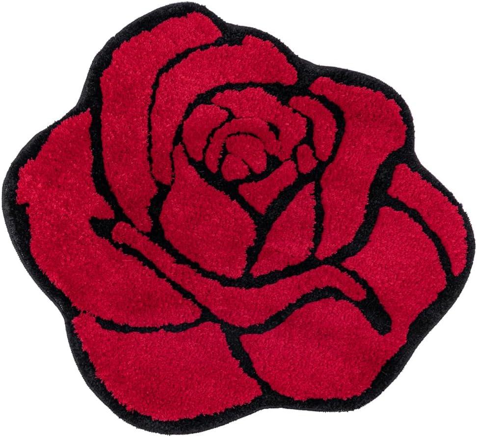 Cute Rose Bath Mat for Bathroom Luxury Red Bathroom Mats Non Slip Flower Shaped Bathtub Rug Floral Bathroom Plush Shower Rugs Washable Modern Accent Small Area Rug Toilet 23.6x25.5in