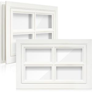 Tandefio 2 Pcs 20-7/8" x 13-3/4" Garage Door Windows, Replacement Vinyl Pane Inserts Kit with UV Resistant Resin Glass for Exterior Garage Door Windows Inserts, Beige(Square Style)