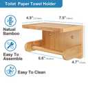 VERTORGAN Toilet Paper Holder with Phone Shelf,Bamboo Wall Mounted Tissue Roll Holder for Bathroom (Natural)