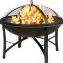 Fire Beauty Fire Pit for Outside Wood Burning,BBQ Grill Steel Fire Bowl with Spark Screen Cover,Log Grate,Poker for Camping Beach Bonfire Picnic Backyard Garden (Black)