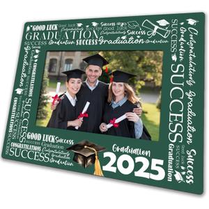2 x Graduation Wooden Picture Frame With Iron-Good Luck To You-Wood Photo Frame For Graduation 2025, Gifts For High School Graduate University Graduate Display On Table Top, Desk, 4 X 6 Inch Photo(Green)